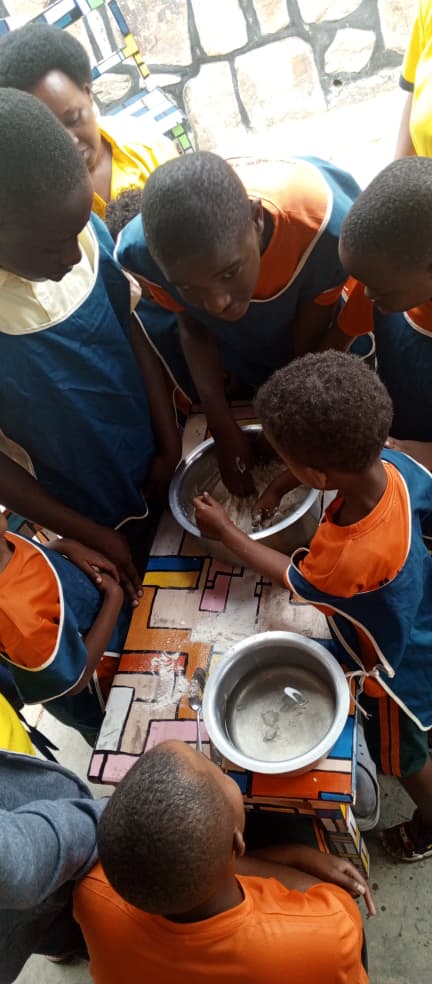 Children engaged in painting activities