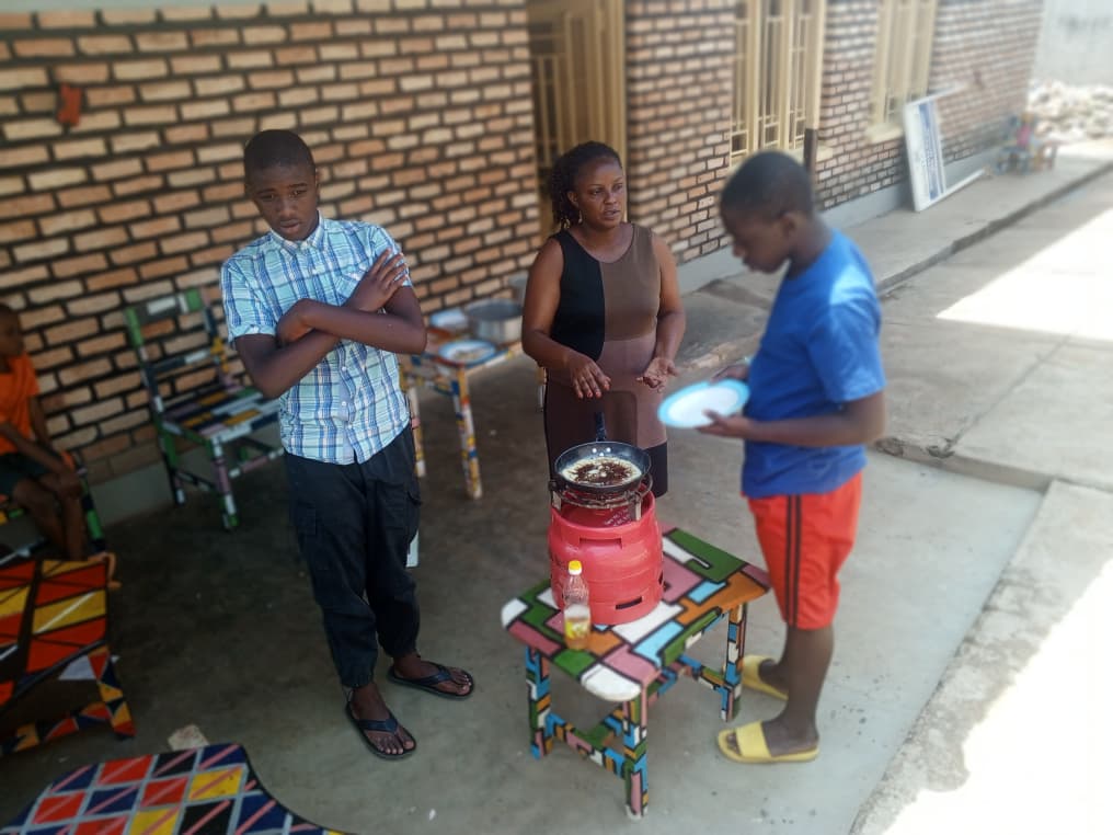 Children learning to cook