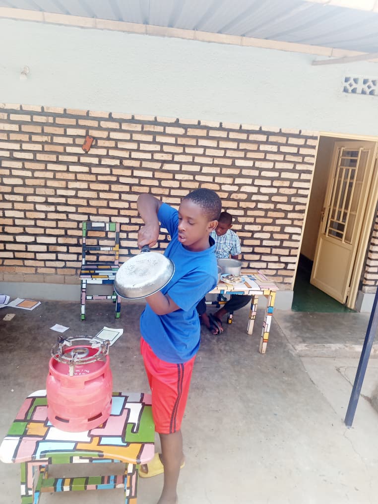 Children learning to cook