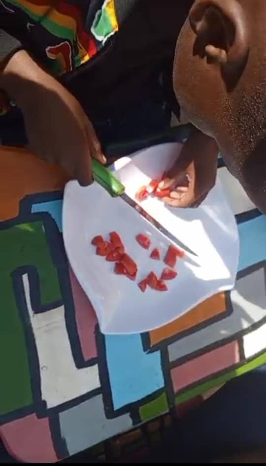 Children learning to cook