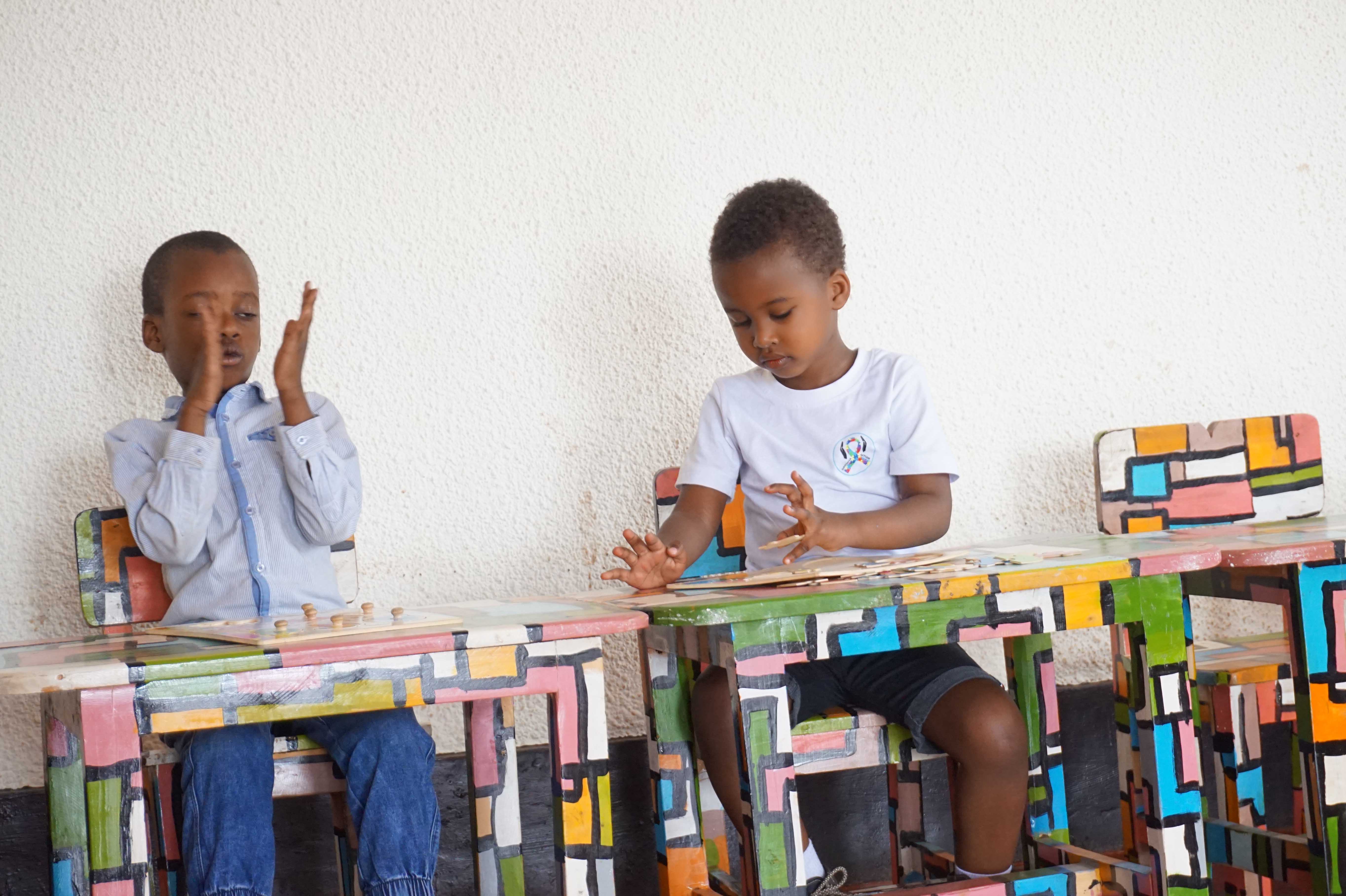 Therapist working with child