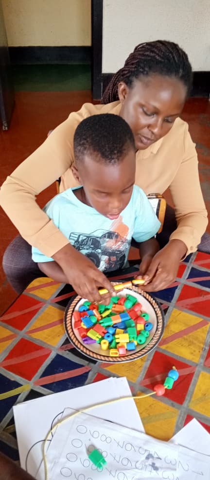 Child participating in sensory integration activities